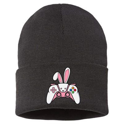 Video Game Controller With Bunny Ears Funny Easter Gaming Sustainable Knit Beanie