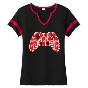 Video Game Controller Heart Valentines Day Boys Gamer Ladies Halftime Notch Neck Tee