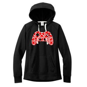 Video Game Controller Heart Valentines Day Boys Gamer Women's Fleece Hoodie