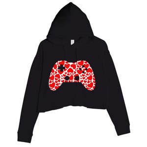 Video Game Controller Heart Valentines Day Boys Gamer Crop Fleece Hoodie