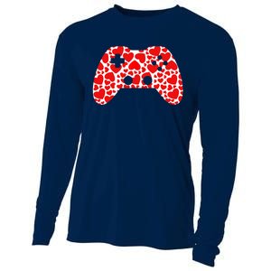 Video Game Controller Heart Valentines Day Boys Gamer Cooling Performance Long Sleeve Crew