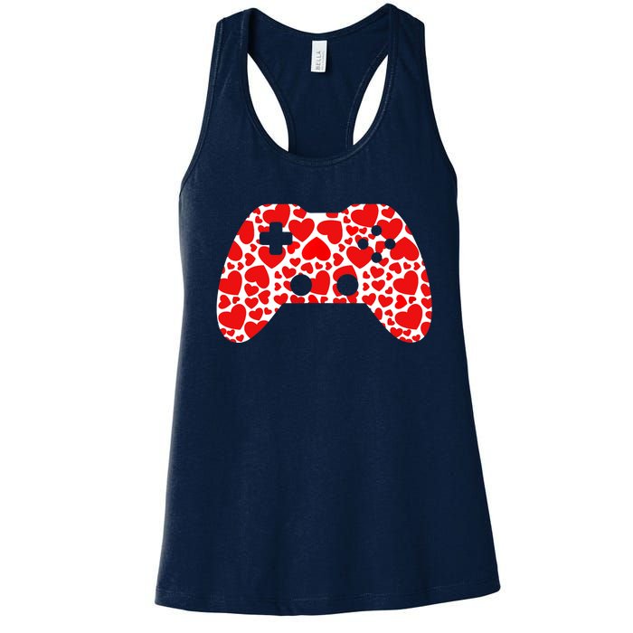 Video Game Controller Heart Valentines Day Boys Gamer Women's Racerback Tank