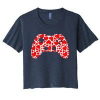 Video Game Controller Heart Valentines Day Boys Gamer Women's Crop Top Tee