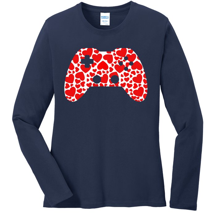 Video Game Controller Heart Valentines Day Boys Gamer Ladies Long Sleeve Shirt