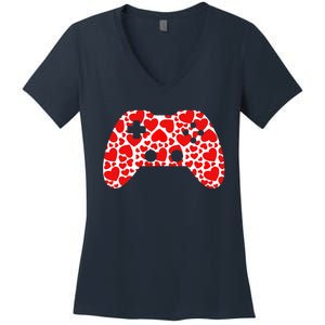 Video Game Controller Heart Valentines Day Boys Gamer Women's V-Neck T-Shirt