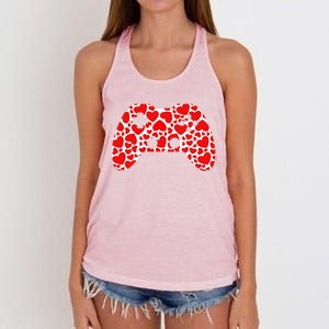 Video Game Controller Heart Valentines Day Boys Gamer Women's Knotted Racerback Tank