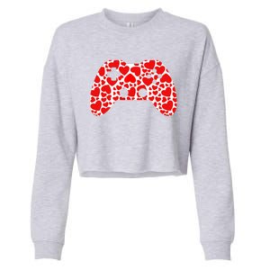 Video Game Controller Heart Valentines Day Boys Gamer Cropped Pullover Crew