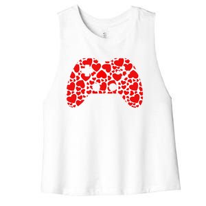 Video Game Controller Heart Valentines Day Boys Gamer Women's Racerback Cropped Tank