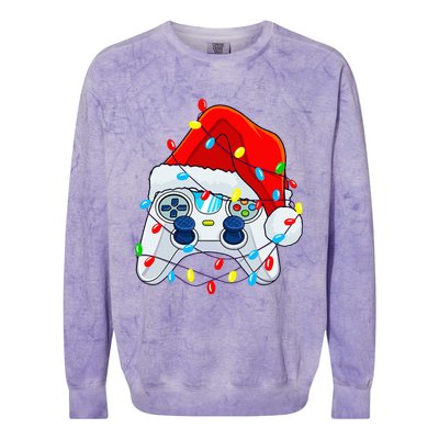 Video Game Controller Christmas Santa Hat Gamer Colorblast Crewneck Sweatshirt