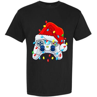 Video Game Controller Christmas Santa Hat Gamer Garment-Dyed Heavyweight T-Shirt