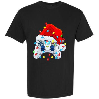 Video Game Controller Christmas Santa Hat Gamer Garment-Dyed Heavyweight T-Shirt