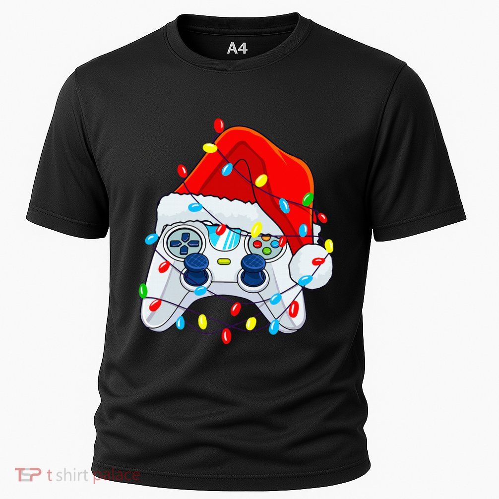 Video Game Controller Christmas Santa Hat Gamer Performance Shirt