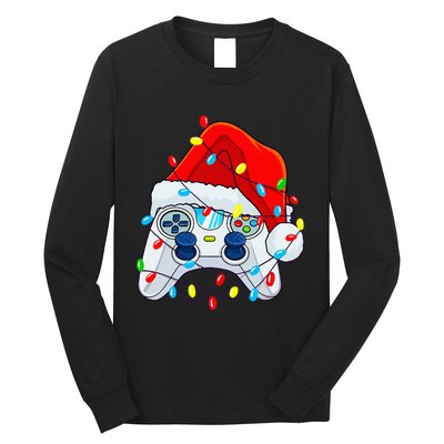 Video Game Controller Christmas Santa Hat Gamer Long Sleeve Shirt