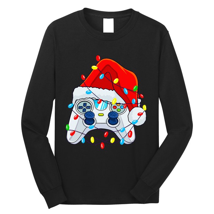 Video Game Controller Christmas Santa Hat Gamer Long Sleeve Shirt