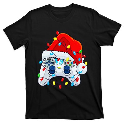 Video Game Controller Christmas Santa Hat Gamer T-Shirt