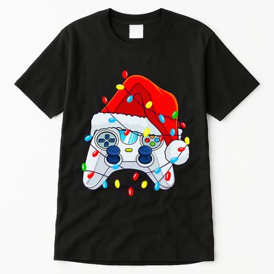 Video Game Controller Christmas Santa Hat Gamer Tall T-Shirt