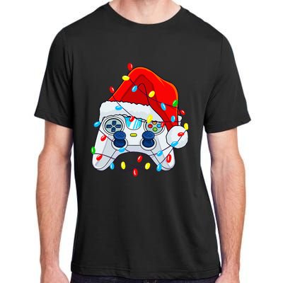 Video Game Controller Christmas Santa Hat Gamer Adult ChromaSoft Performance T-Shirt