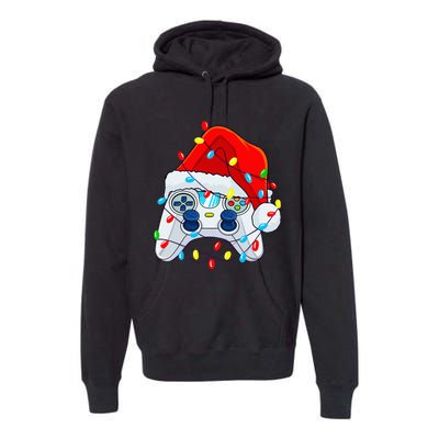 Video Game Controller Christmas Santa Hat Gamer Premium Hoodie