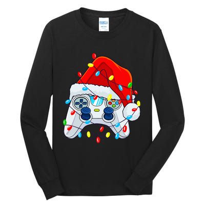 Video Game Controller Christmas Santa Hat Gamer Tall Long Sleeve T-Shirt