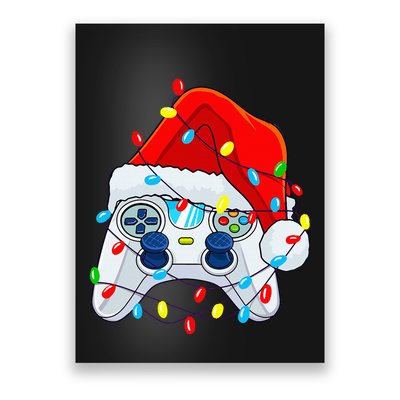 Video Game Controller Christmas Santa Hat Gamer Poster