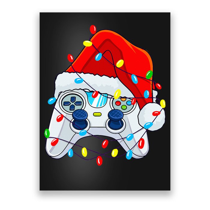 Video Game Controller Christmas Santa Hat Gamer Poster