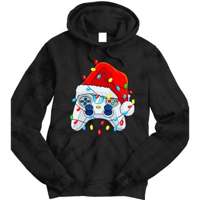 Video Game Controller Christmas Santa Hat Gamer Tie Dye Hoodie