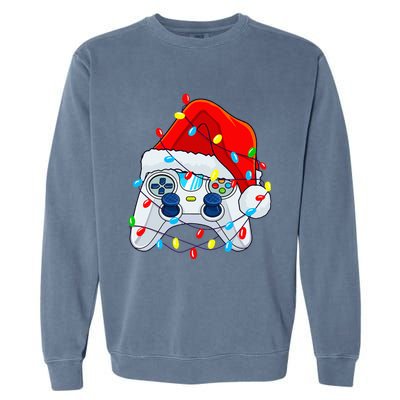 Video Game Controller Christmas Santa Hat Gamer Garment-Dyed Sweatshirt