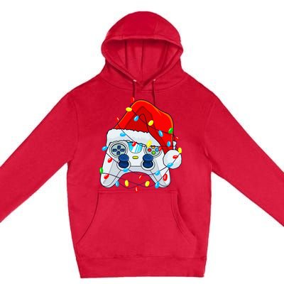 Video Game Controller Christmas Santa Hat Gamer Premium Pullover Hoodie