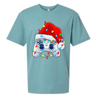 Video Game Controller Christmas Santa Hat Gamer Sueded Cloud Jersey T-Shirt