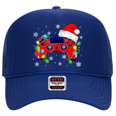 Video Game Controller Christmas Santa Hat Gamer Cute Gift High Crown Mesh Back Trucker Hat