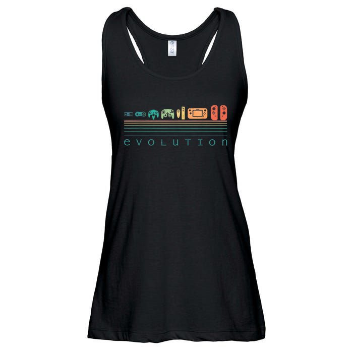 Video Game Controller Evolution 80s & 90s Retro Gaming Ladies Essential Flowy Tank