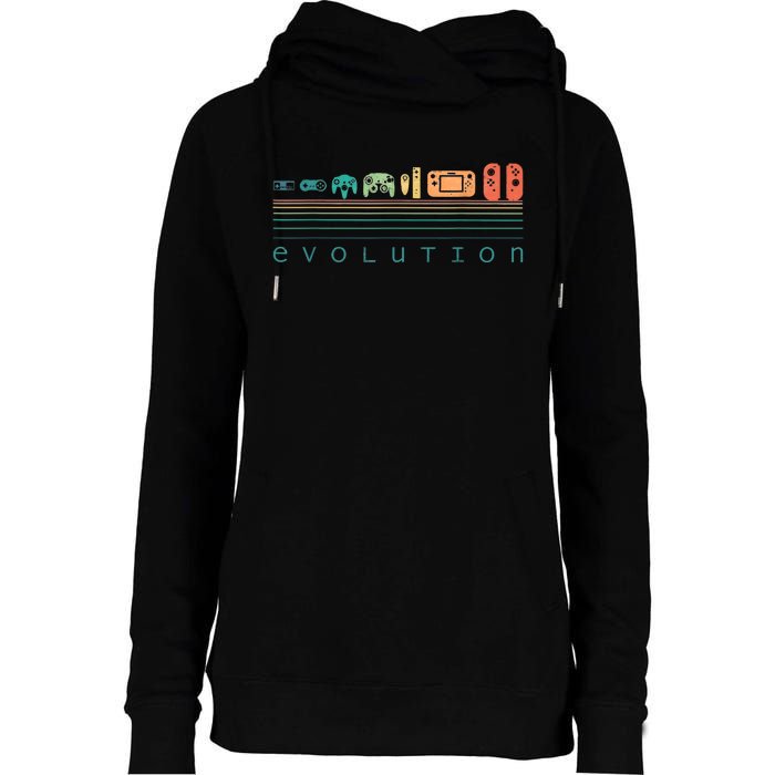 Video Game Controller Evolution 80s & 90s Retro Gaming Womens Funnel Neck Pullover Hood