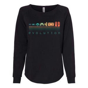 Video Game Controller Evolution 80s & 90s Retro Gaming Womens California Wash Sweatshirt