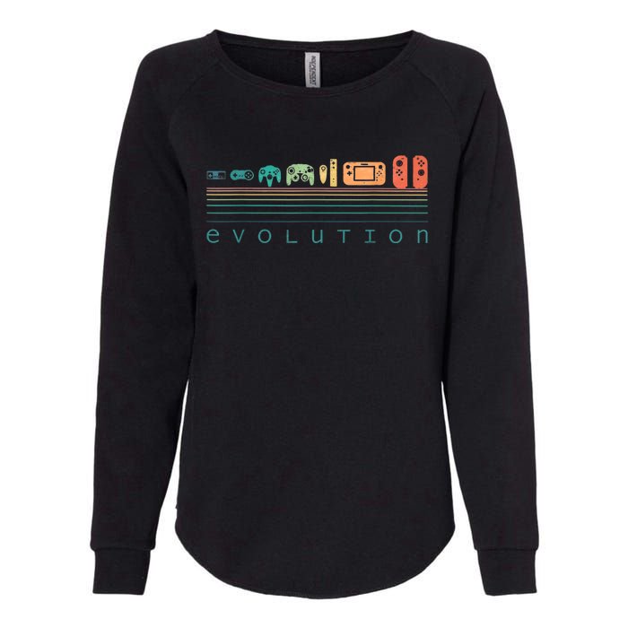 Video Game Controller Evolution 80s & 90s Retro Gaming Womens California Wash Sweatshirt