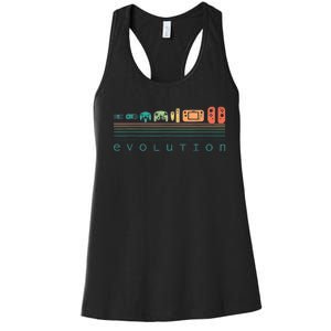 Video Game Controller Evolution 80s & 90s Retro Gaming Women's Racerback Tank