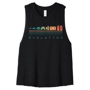 Video Game Controller Evolution 80s & 90s Retro Gaming Women's Racerback Cropped Tank