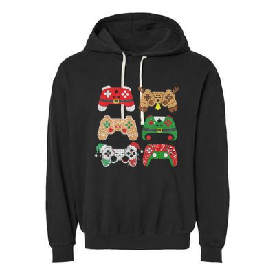 Video Game Controller Christmas Santa Hat Gamer Boys  Garment-Dyed Fleece Hoodie