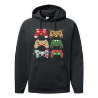 Video Game Controller Christmas Santa Hat Gamer Boys  Performance Fleece Hoodie