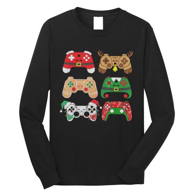 Video Game Controller Christmas Santa Hat Gamer Boys  Long Sleeve Shirt