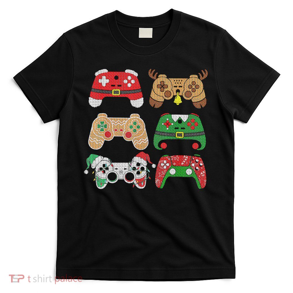 Video Game Controller Christmas Santa Hat Gamer Boys  T-Shirt