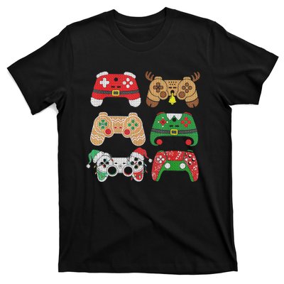 Video Game Controller Christmas Santa Hat Gamer Boys  T-Shirt