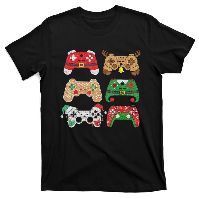 Video Game Controller Christmas Santa Hat Gamer Boys  T-Shirt