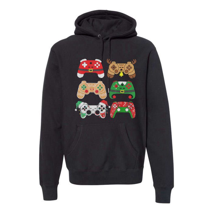 Video Game Controller Christmas Santa Hat Gamer Boys  Premium Hoodie