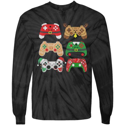 Video Game Controller Christmas Santa Hat Gamer Boys  Tie-Dye Long Sleeve Shirt