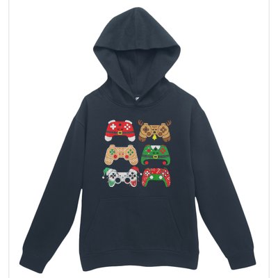 Video Game Controller Christmas Santa Hat Gamer Boys  Urban Pullover Hoodie