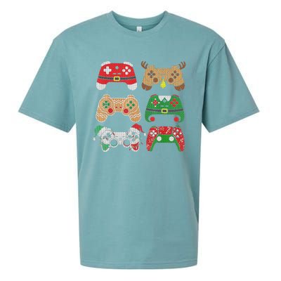 Video Game Controller Christmas Santa Hat Gamer Boys  Sueded Cloud Jersey T-Shirt