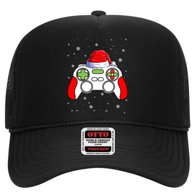 Video Games Christmas Funny Xmas Gamer Gaming Gift Boys High Crown Mesh Back Trucker Hat