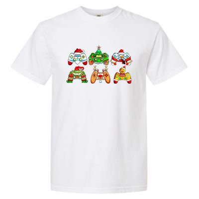 Video Game Controller Christmas Santa Hat Gamer Cool Gift Garment-Dyed Heavyweight T-Shirt