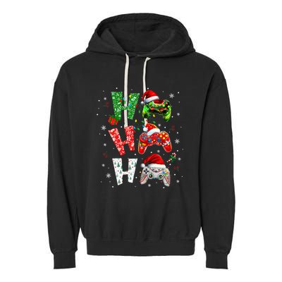 Video Game Controller Ho Ho Ho Christmas Garment-Dyed Fleece Hoodie