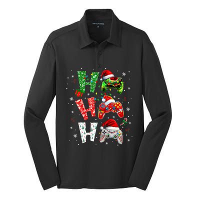 Video Game Controller Ho Ho Ho Christmas Silk Touch Performance Long Sleeve Polo